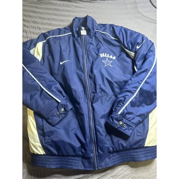 Vintage Nike NFL Pro Line Dallas Cowboys Puffer Jacket Navy Blue XL H60106 TMS - Picture 6 of 11
